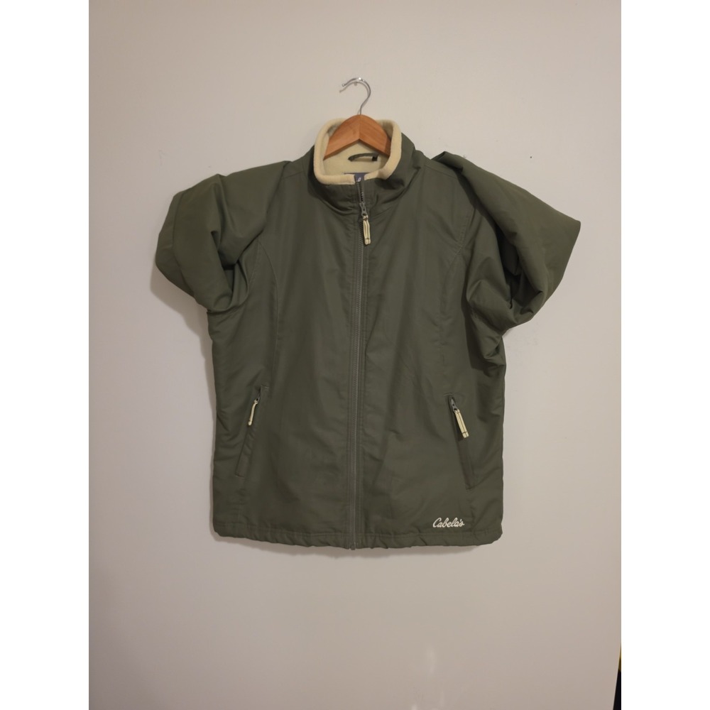 Vintage Y2K Cabela's  Fleece Lined Jacket Olive Green Unisex Size L Fits M - Picture 2 of 14